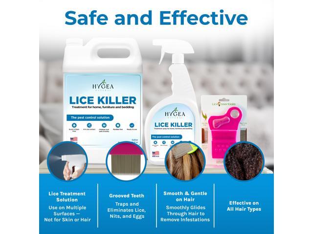 Hygea Natural Lice Kit Includes Comb with Magnifier for lice and nits and Lice Spray & Refill for Home, Furniture, Bedding - Natural Treatment-...