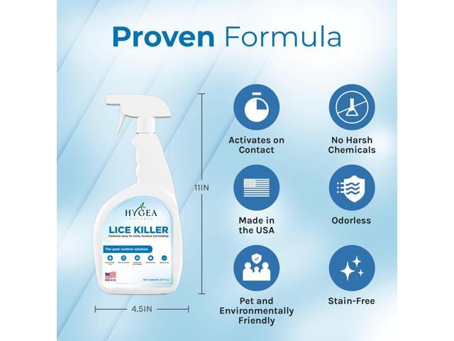Hygea Natural Lice Spray for Home, Furniture, Bedding - Natural Treatment for Head Lice - Family Friendly and pet Safe - Stain and Scent Free