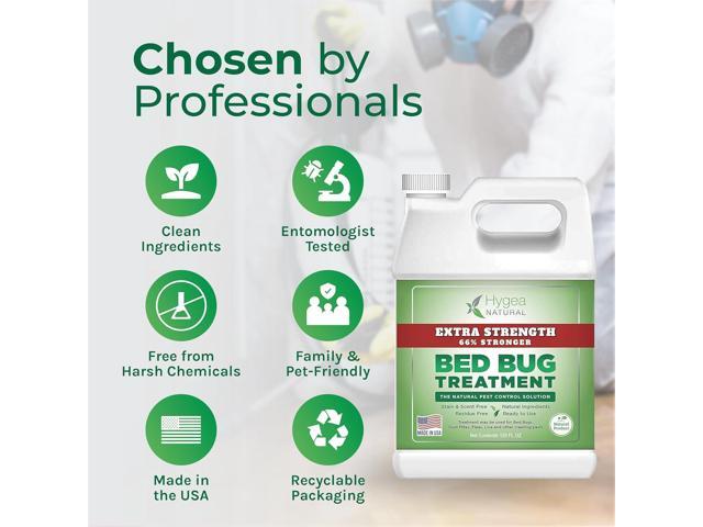 Bed Bug Spray Extra Strength by Hygea Natural 128OZ (Gallon Refill) Treat Bed Bugs, dust Mites, lice, Fleas - Stain & Scent Free Treatment Natural...