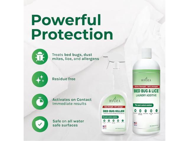 Hygea Natural Extra Strength Bed Bug, Lice and Mite Spray Treatment kit - Natural Non Toxic, Safe & Odorless. Includes: 24 Oz bed bug spray and 32...
