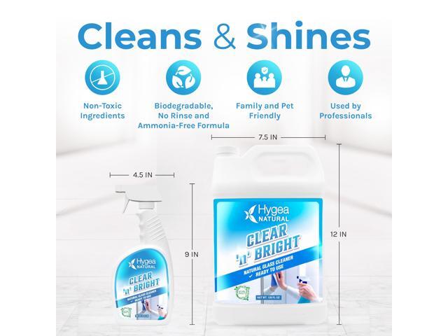 Hygea Natural Clean 'n' Bright - Glass Cleaner Spray - Streak-Free Window Cleaning Foam - Eyeglass, Window & Mirrors Cleaning Supplies - Safe &...