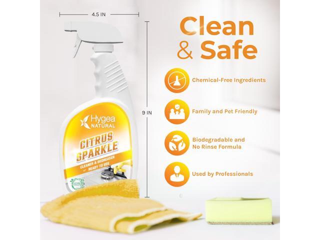 Citrus Sparkle Non-Toxic Citrus Orange Heavy Duty Degreaser & All Purpose Cleaner by Hygea Natural- Pure Citrus Extracts & Natural D-limonene-...
