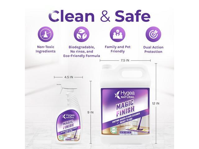 Hygea Natural Magic Finish Natural Enzyme-Based no rinse Floor Cleaner eats away grease buildup in tile and grout- Biodegradable formula Ready to...