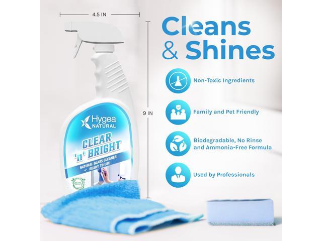 Hygea Natural Clean 'n' Bright - Glass Cleaner Spray - Streak-Free Window Cleaning Foam - Eyeglass, Window & Mirrors Cleaning Supplies - Safe &...