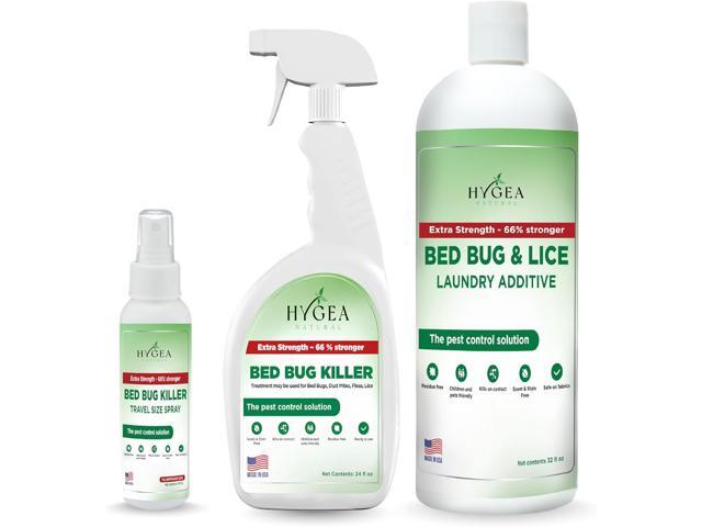 Hygea Natural Extra Strength Bed Bug Kit- Pet and Child Friendly- Non toxic, Scent Free, Stain Free- Includes Travel spray, Bed Bug Spray, Laundry...