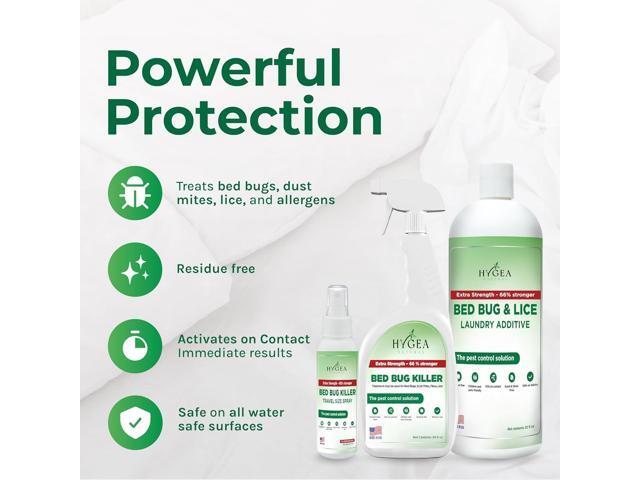 Hygea Natural Extra Strength Bed Bug Kit- Pet and Child Friendly- Non toxic, Scent Free, Stain Free- Includes Travel spray, Bed Bug Spray, Laundry...