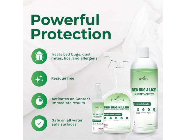 Bed Bug and Mite Treatment Kit by Hygea Natural ; Includes 24oz spray, Laundry Additive & Travel Spray - Odorless, Non Toxic, Safe for children and...