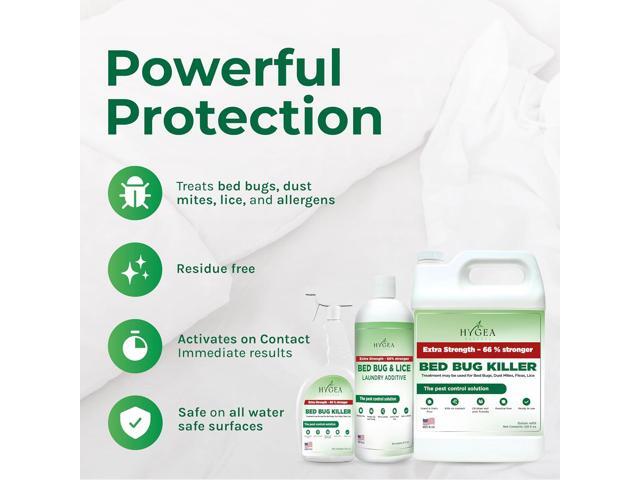 Bed Bug and Mite Treatment Extra Strength Kit by Hygea Natural ; Includes 24oz spray, Gallon Refill & Laundry Additive 32oz