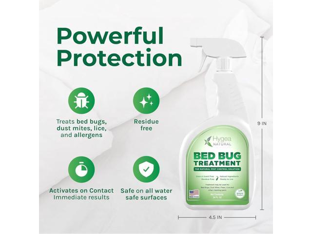 Bed Bug Natural Spray Treatment by Hygea Natural - 24oz, Natural & Non-Toxic & Odorless, Child & Pet Safe - Treats All Crawling pests Including...