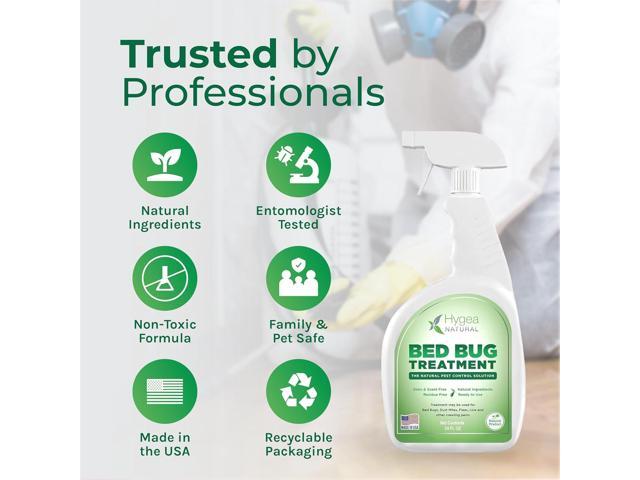 Bed Bug Natural Spray Treatment by Hygea Natural - 24oz, Natural & Non-Toxic & Odorless, Child & Pet Safe - Treats All Crawling pests Including...