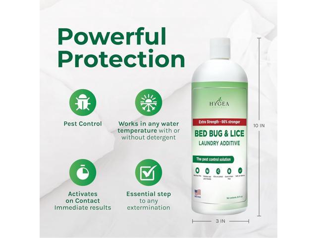 Bed Bugs and Mites Extra Strength Laundry Additive by Hygea Natural - Odorless, Non Toxic, Safe for children and pets- use on all laundry safe items