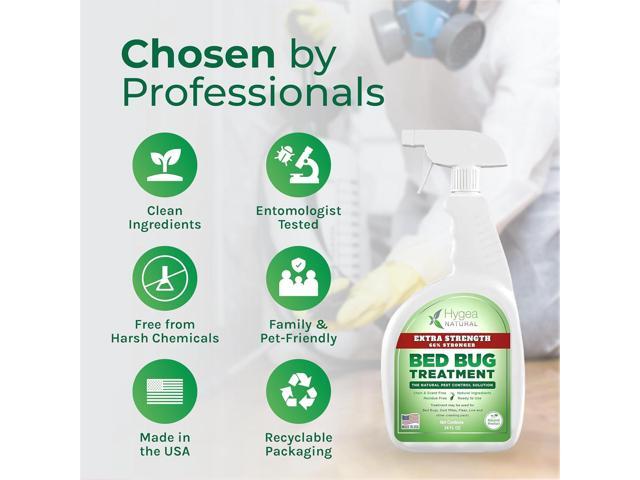 Bed Bug & Mite Extra Strength 24oz Spray by Hygea Natural New Formula 66% Stronger- Stain & Scent Free Treatment Natural Formula - Child & Pet...