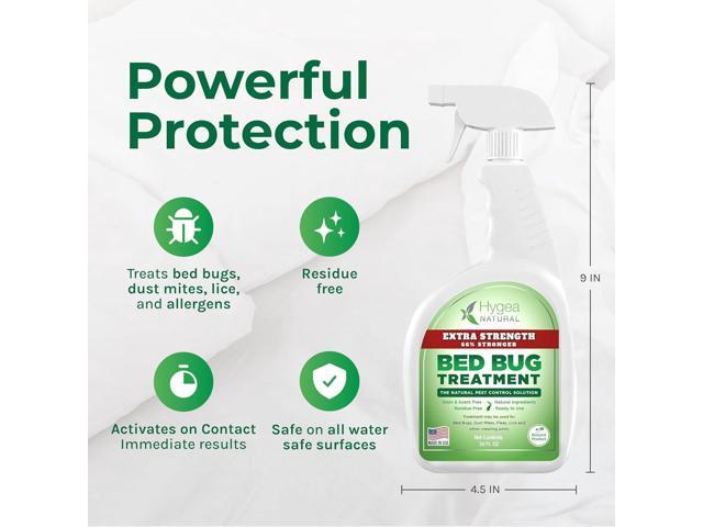 Bed Bug & Mite Extra Strength 24oz Spray by Hygea Natural New Formula 66% Stronger- Stain & Scent Free Treatment Natural Formula - Child & Pet...