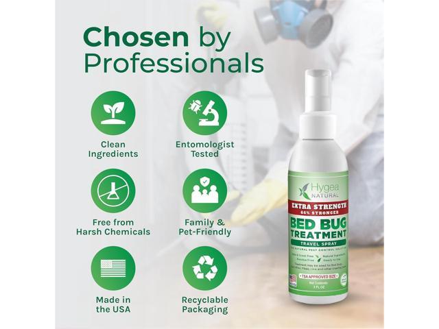 Hygea Natural Non-Toxic Bed Bug, Mite, and Lice killer - Extra Strength 3oz Travel Spray - TSA approved - New Formula 66% Stronger- Stain & Scent...