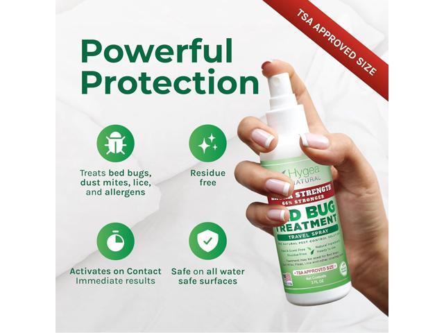 Hygea Natural Non-Toxic Bed Bug, Mite, and Lice killer - Extra Strength 3oz Travel Spray - TSA approved - New Formula 66% Stronger- Stain & Scent...