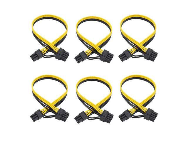 6Pc 6pin to 8pin Power Cable 50cm Miner Riser Cable 6P to 8P PCI Express PCIE Graphic Video Card Adapter Power Supply Power Cord