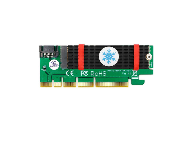 OIAGLH NGFF M.2 B Key SATA-Bus SSD to SATA3 Adapter PCI Express x1 x4 x8 x16 Slot SATA Cable Heatsink Suppor 2230 2242 2260 2280 M2 SSD
