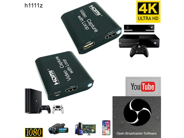 Capture Card 1080P 4K HDMI Video Capture Device USB 2.0 HDMI Capture Card Dongle Game Recorder Live Streaming Broadcast Loop Out
