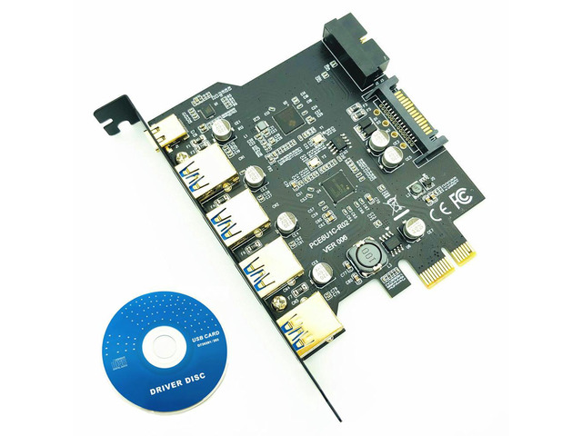 PCI Express USB 3.0 Expansion Card Adapter PCI-E USB 3.0 HUB Controller with 15Pin Power Supply USB3.1 Type-C PCIE Extender Card