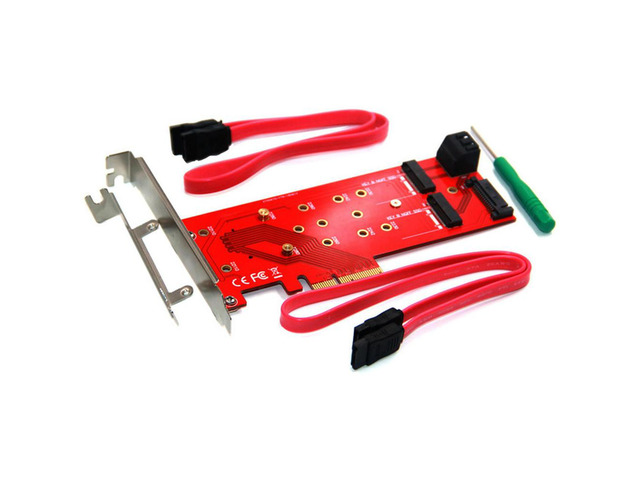 SATA 15Pin Power 2 SATA Connect Motherboard PCIE to M2 Adapter PCIE X4 to 1Port M Key NVMe M.2 + 2Port B Key NGFF M.2 Riser Card