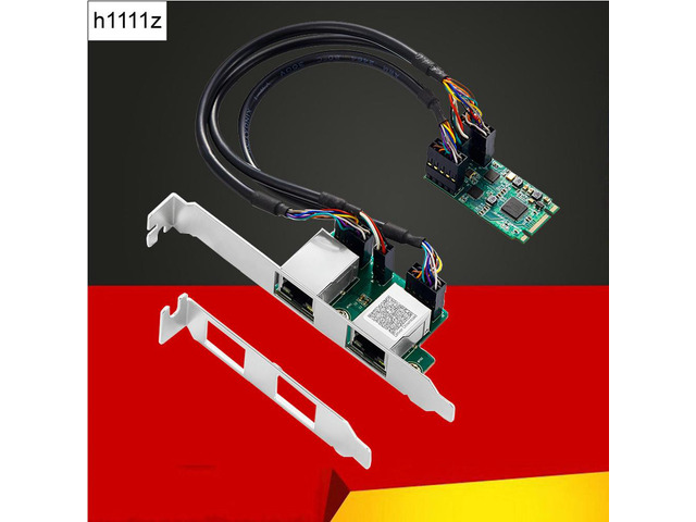 Network Card M.2 B/M Key to Dual Port RJ45 Gigabit Ethernet Adapter Lan Card 10/100/1000Mbps RealTek RT8111H Chip for Desktop PC