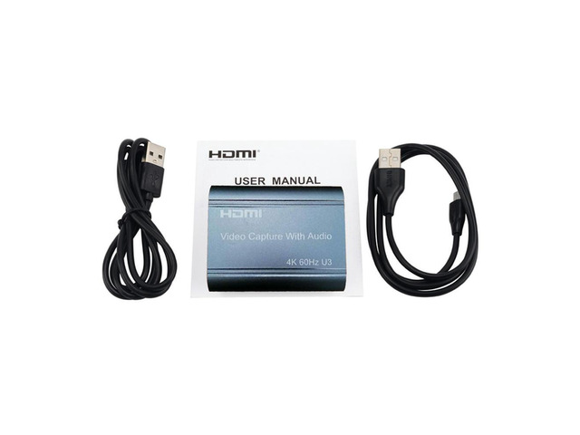 4K 60Hz HDMI Video Capture Card 3.5mm Audio Output Mic In Loop Game Recording Box 1080P USB3.0 PC Live Streaming Broadcast Plate