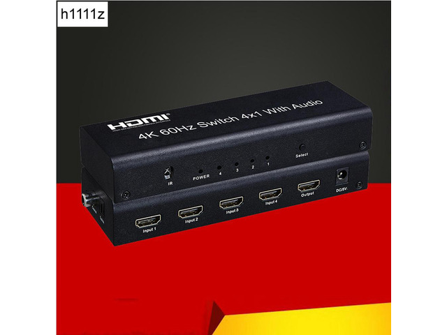 HDMI Switcher 4K 60Hz Switch 4 in 1 out HD-MI Splitter/Switcher Audio Extractor with ARC IR Remote Control for TV Xbox HDTV PS4