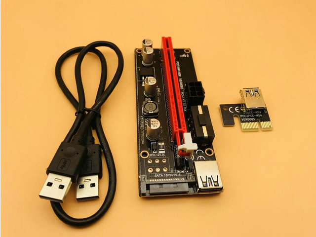 50pcs Ver009s USB 3.0 Cable Riser PCI-E PCI Express 1x to 16x Riser Card Two LED SATA 6pin 4pin molex power for BTC Miner Mining