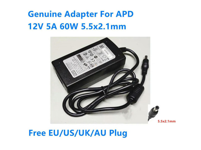 OIAGLH AC Adapter Charger For APD 12V 5A 60W 5.5x2.1mm DA-60N12 DA-60M12 LED Monitor Power Supply