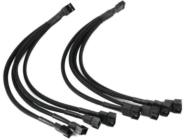 OIAGLH PWM Fan Splitter, 4 pin Adapter Cable Sleeved Braided Y Splitter for Desktop Computer CPU Fan Splitter PC 4 Pin Fan Extension Power Cable 1...
