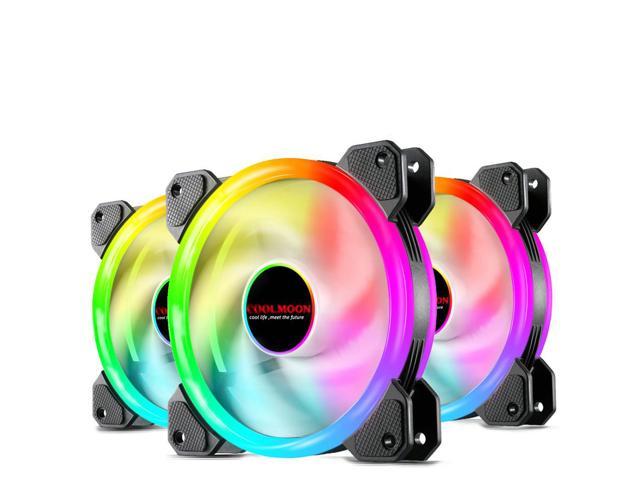 OIAGLH 12cm RGB desktop computer cooling fan LED dual aperture silent case fan, CPU cooling cooling fan