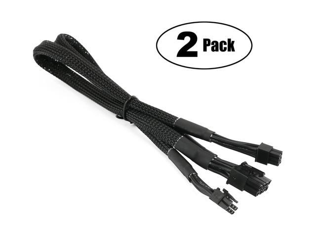 OIAGLH Dual Mini 6 Pin to 8 Pin PCI Express Video Card Power Adapter Braided Sleeved Cable for Mac Pro Tower/Power Mac G5 15-inches(2Pack)