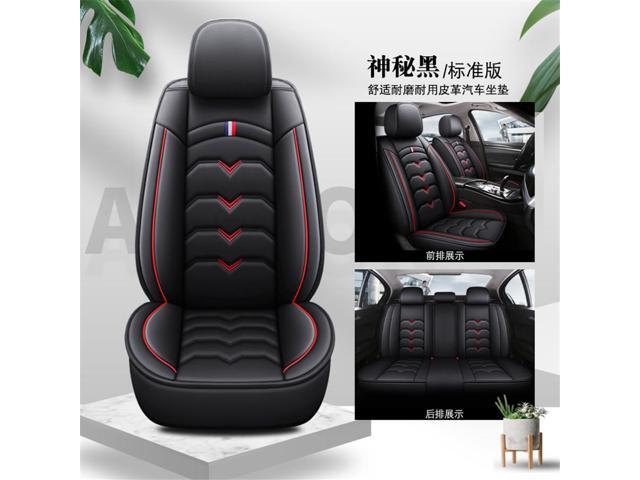 Acaigel Black & Red PU Leather 6D Car Seat Covers Full Set Breathable Pad USA