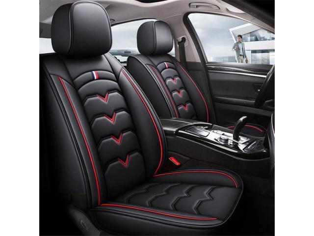 Paiying Black & Red PU Leather 6D Car Seat Covers Full Set Breathable Pad USA