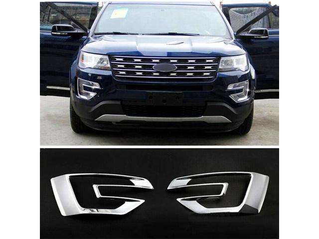 Acaigel 2 Pcs Chrome Accessories Front Fog Lamp Cover Trim For Ford Explorer 2016 - 2017