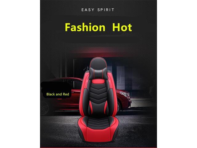 Paiying Black + Red Car SUV Seat Cover Front+Rear Full Set PU Leather Cushion Protector