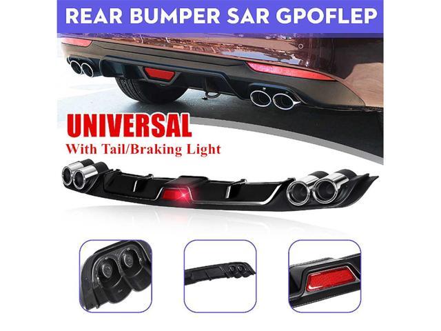 Paiying Car Rear Bumper Cover Lip Addon Diffuser Quad Dummy Exhaust Tip w/ Brake Light
