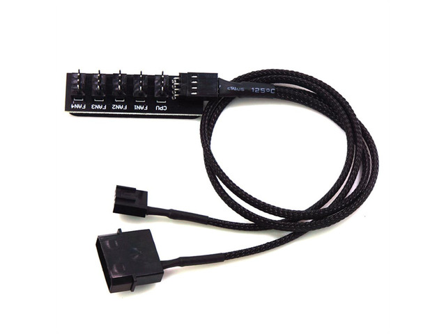 Fan Hub Splitter 1 to 5 Ports 4 Pin PWM Regulator 12V Power Cable Hub Adapter for CPU Cooler Case Chasis Cooling Fan