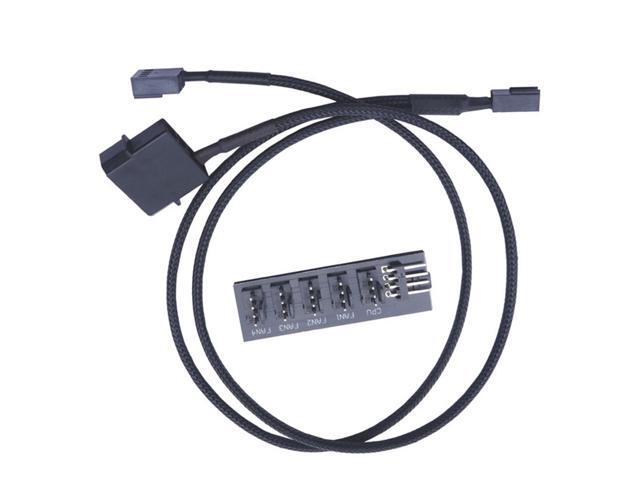 Fan Hub Splitter 1 to 5 Ports 4 Pin PWM Regulator 12V Power Cable Hub Adapter for CPU Cooler Case Chasis Cooling Fan