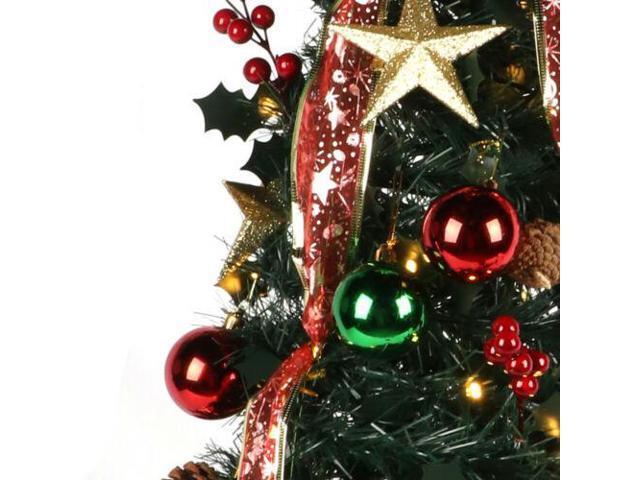 Christmas Tree Artificial Instant Pull Up Decorated Tree Metal Stand LED 4FT