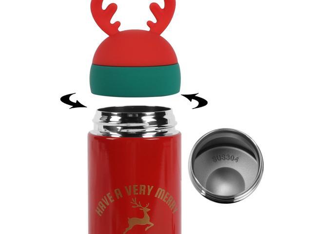 One Holiday Christmas Vacuum Insulated Stainless Steel Hot Cold Reindeer 330ml 1x Water Bottle