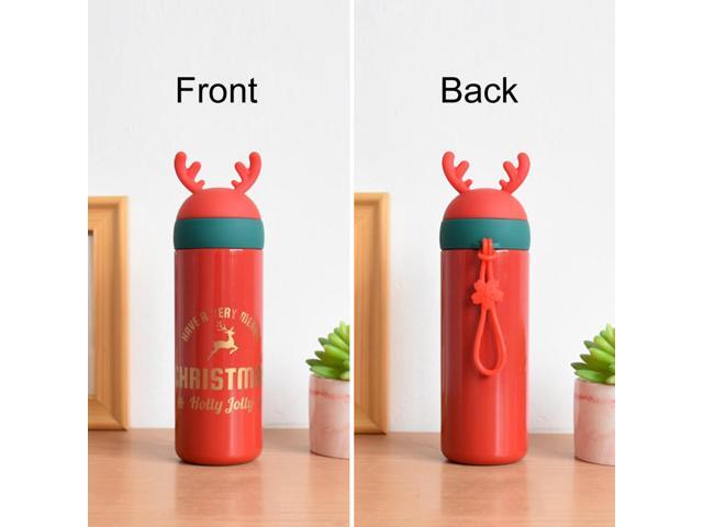 One Holiday Christmas Vacuum Insulated Stainless Steel Hot Cold Reindeer 330ml 1x Water Bottle