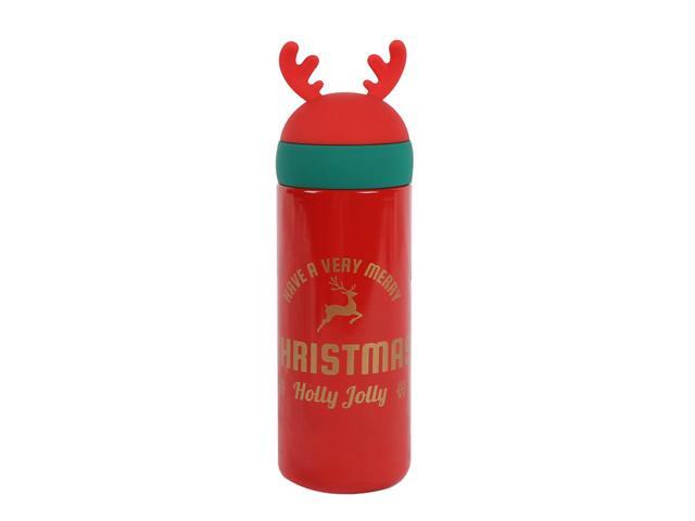 One Holiday Christmas Vacuum Insulated Stainless Steel Hot Cold Reindeer 330ml 1x Water Bottle