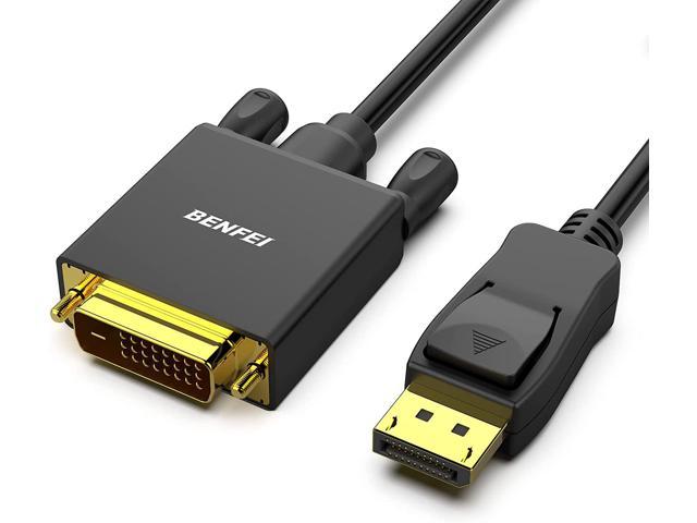 DisplayPort to DVI Adapter, Dp Display Port to DVI Converter Male to Male Gold-Plated Cord 6 Feet Black Cable for Lenovo, Dell, HP and Other Brand