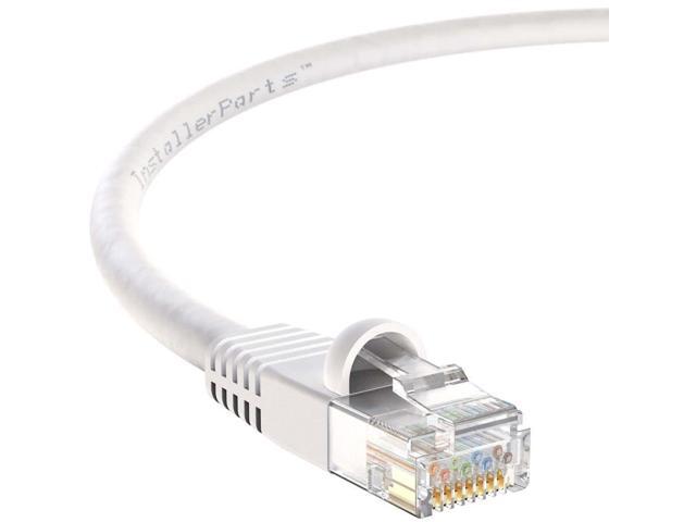 InstallerParts (10 Pack Ethernet Cable CAT5E Cable UTP Booted 0.5 FT - White - Professional Series - 1Gigabit/Sec Network/Internet Cable, 350MHZ