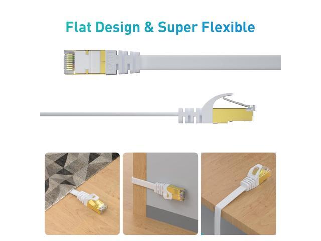 BUSOHE Cat 8 Ethernet Cable 25 FT, 40Gbps 2000Mhz High Speed Flat Cat8 Cable Patch Cord with Gold-Plated RJ45 Connector, LAN Network Internet Cable...
