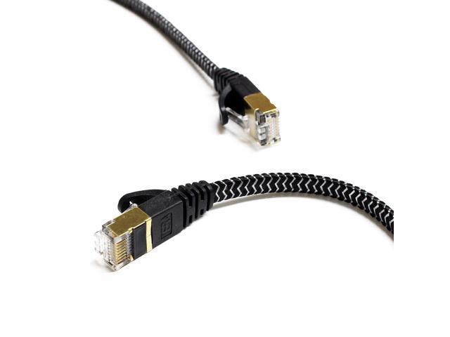 Tera Grand - 50FT - CAT7 10 Gigabit Ethernet Ultra Flat Patch Cable for Modem Router LAN Network - Braided Jacket, Gold Plated Shielded RJ45...