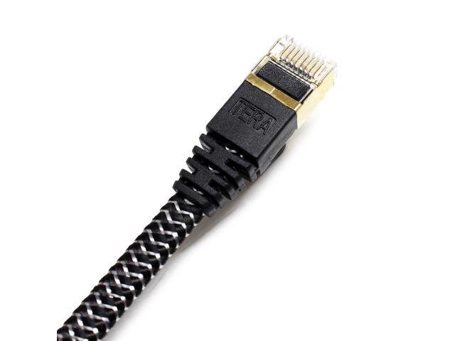 Tera Grand - 50FT - CAT7 10 Gigabit Ethernet Ultra Flat Patch Cable for Modem Router LAN Network - Braided Jacket, Gold Plated Shielded RJ45...