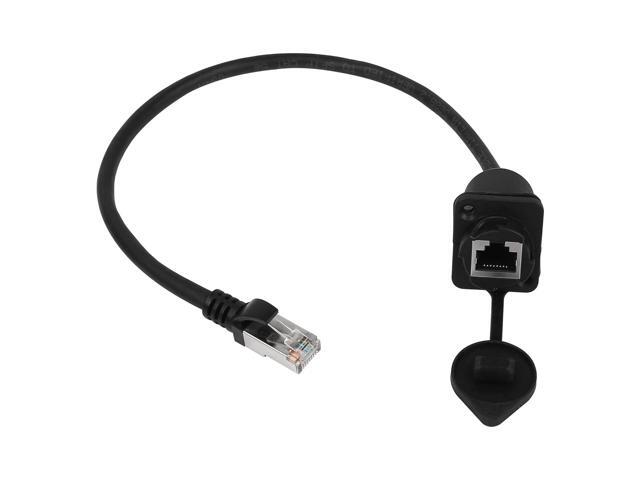 CERRXIAN 35cm RJ45 Male to Female Cat5 5e 6 Waterproof Panel Mount LAN Network Ethernet Extension Cable with Cap