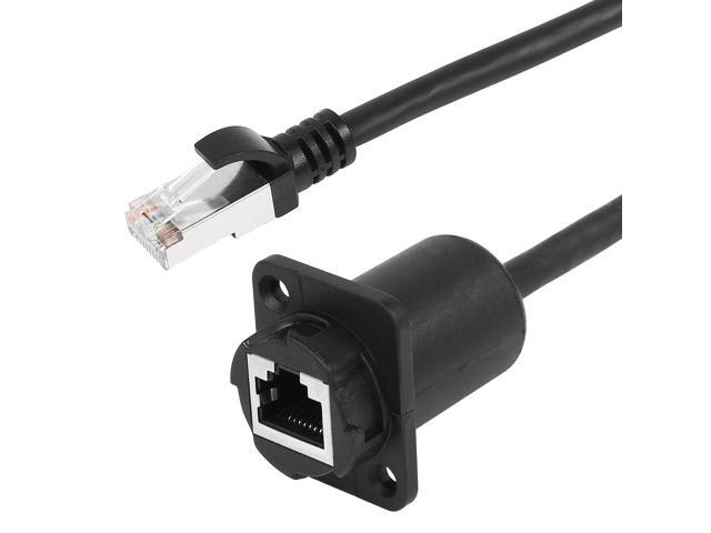 CERRXIAN 35cm RJ45 Male to Female Cat5 5e 6 Waterproof Panel Mount LAN Network Ethernet Extension Cable with Cap
